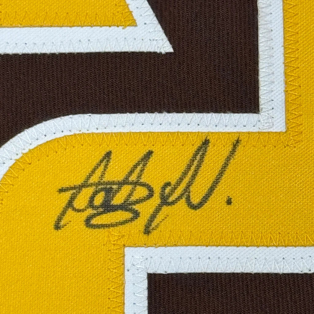 Framed Autographed Fernando Tatis Jr. 35x39 Slam Diego San Brown Baseball Jersey JSA COA | Certified Authentic Signed Memorabilia | vintageantiquesgifts.com