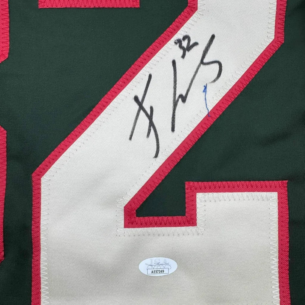 Framed autographed Filip Gustavsson Minnesota Wild green jersey number 2 JSA COA