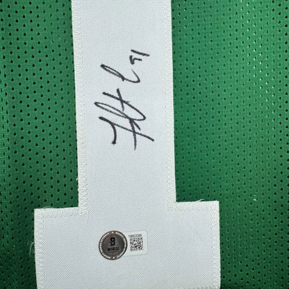 Framed autographed Fletcher Cox Philadelphia Kelly green football jersey with Beckett BAS COA