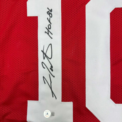Red Georgia Bulldogs jersey with white 10 number and black autograph perfect for display