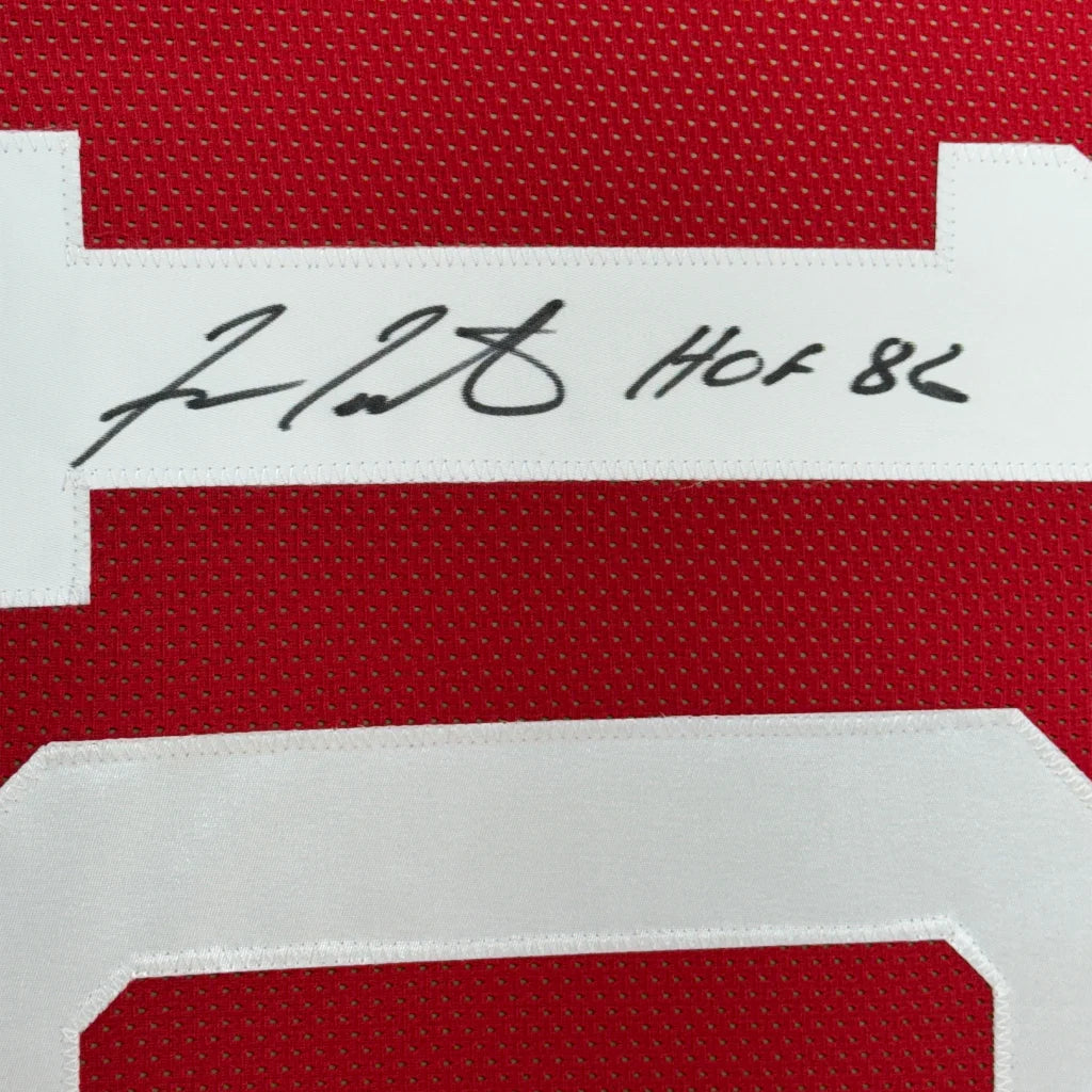 Framed autographed Fran Tarkenton Georgia red mesh football jersey, Beckett BAS COA
