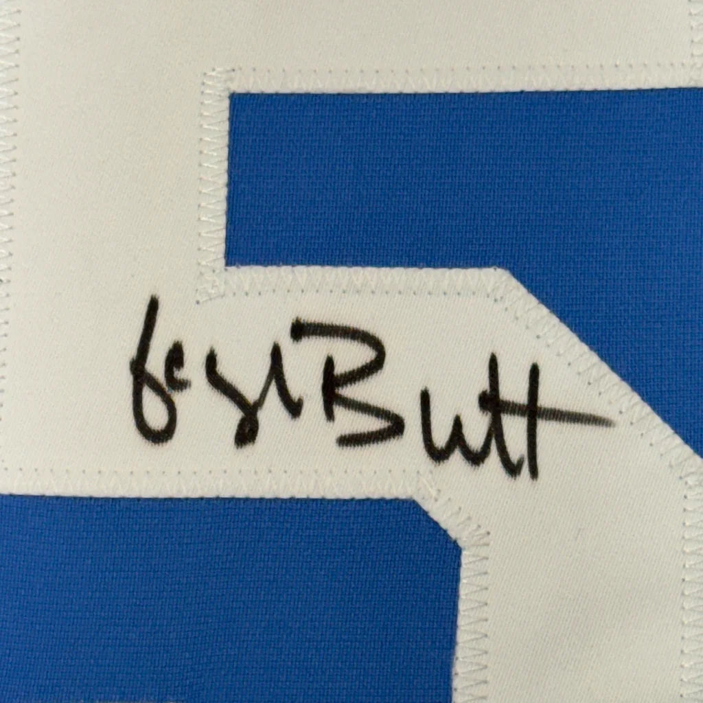 Framed Autographed George Brett 35x39 Kansas City Blue Baseball Jersey JSA COA | Certified Authentic Signed Memorabilia | vintageantiquesgifts.com