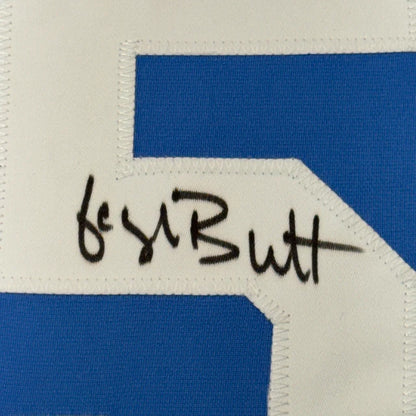 Framed Autographed George Brett 35x39 Kansas City Blue Baseball Jersey JSA COA | Certified Authentic Signed Memorabilia | vintageantiquesgifts.com
