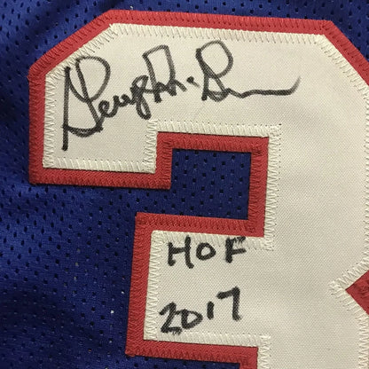 Framed Autographed George McGinnis HOF 2017 35x39 Philadelphia Blue Basketball Jersey JSA COA | Certified Authentic Signed Memorabilia | vintageantiquesgifts.com