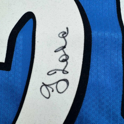 Framed autographed Gianfranco Zola Chelsea FC blue jersey with glove graphic tee, Beckett BAS COA