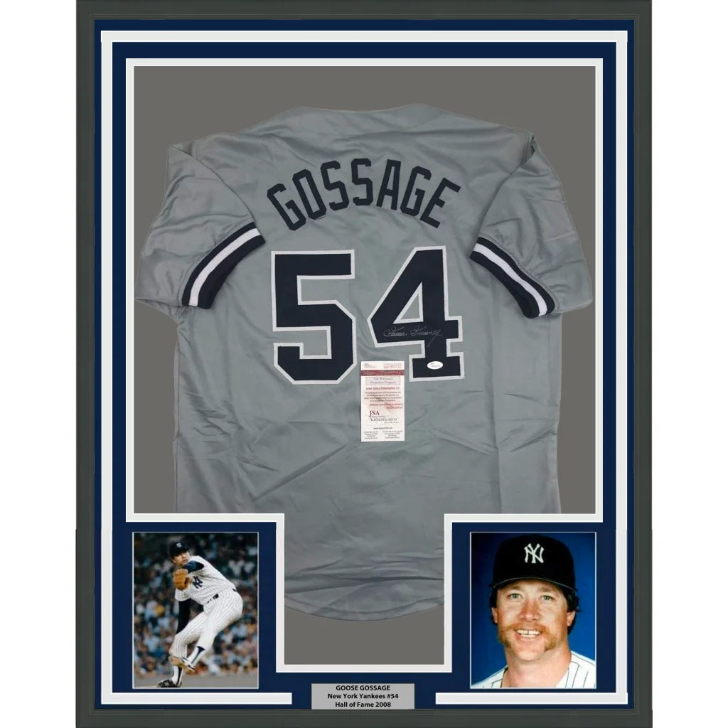 Framed Goose Gossage signed gray New York Yankees #54 jersey JSA COA