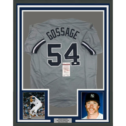 Framed Goose Gossage signed gray New York Yankees #54 jersey JSA COA