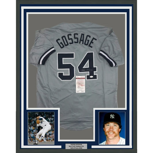 Framed Goose Gossage signed gray New York Yankees #54 jersey JSA COA