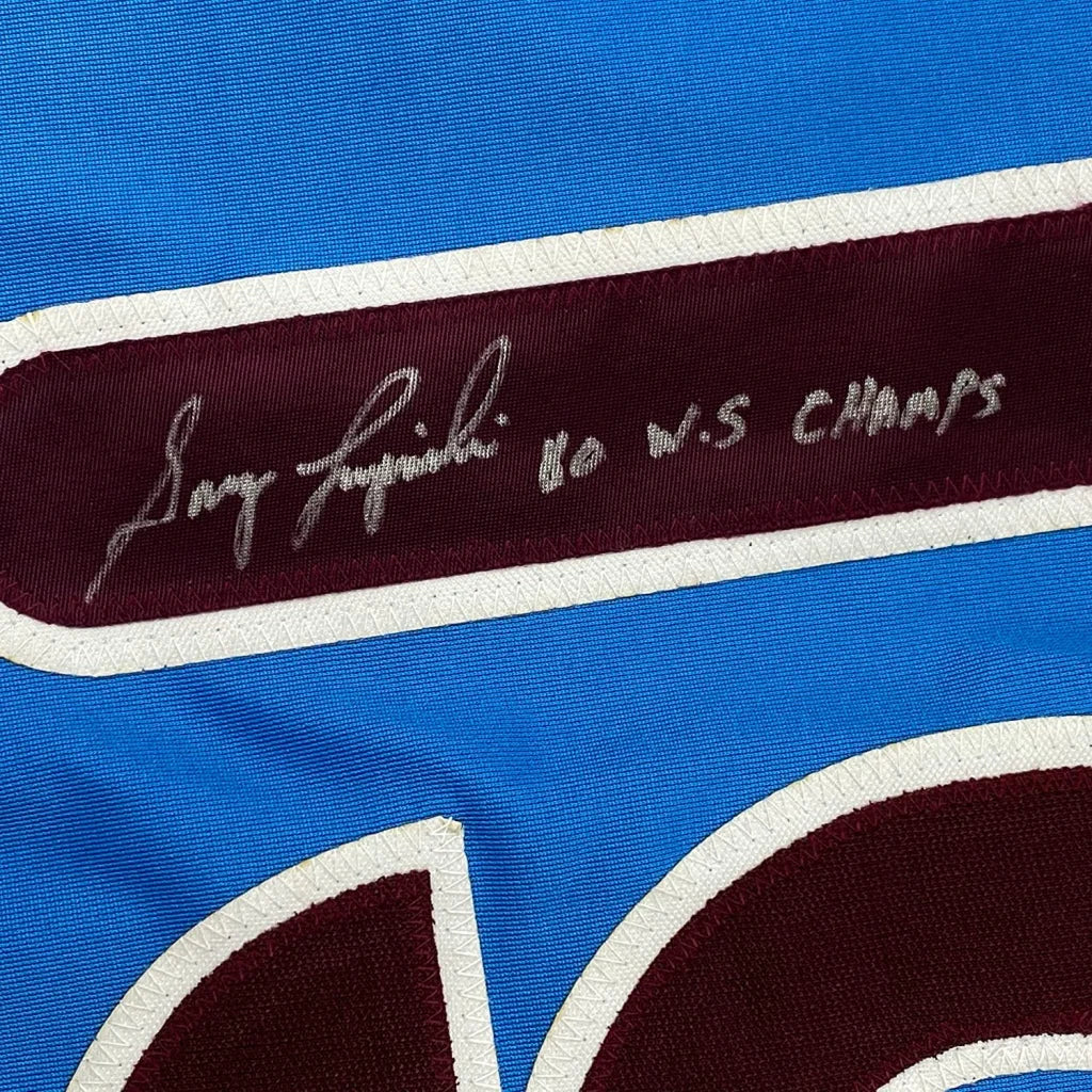 Maroon Larry Bird 1980 NBA Champs patch on framed autographed Phillies jersey