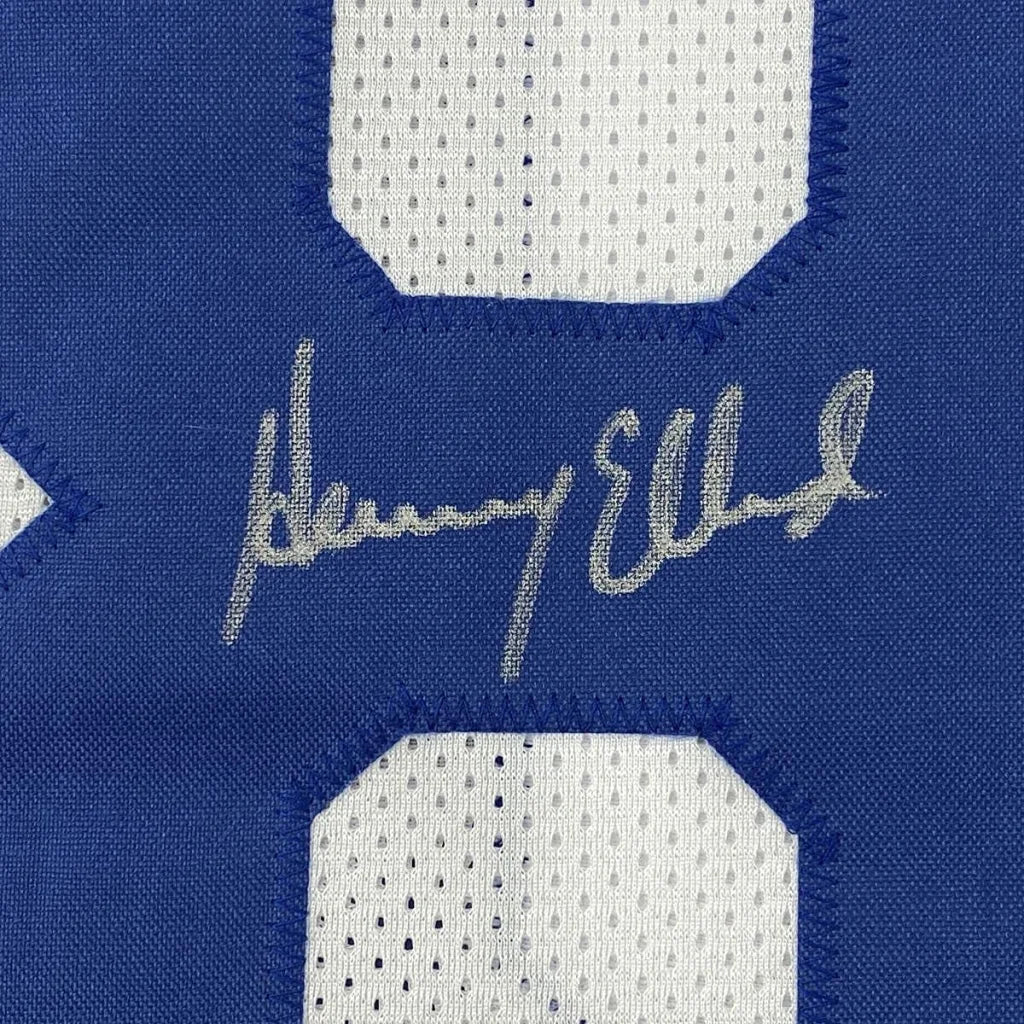 Framed Autographed Henry Ellard 35x39 Los Angeles LA White Football Jersey JSA COA | Certified Authentic Signed Memorabilia | vintageantiquesgifts.com