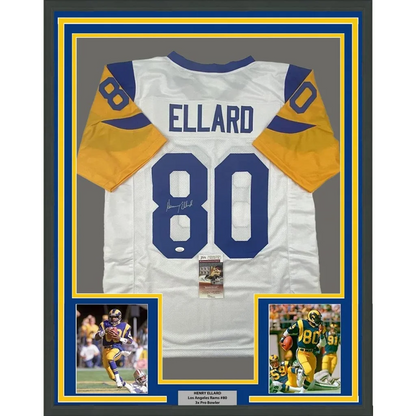 Framed Autographed Henry Ellard 35x39 Los Angeles LA White Football Jersey JSA COA | Hall of Fame Sports Memorabilia | vintageantiquesgifts.com