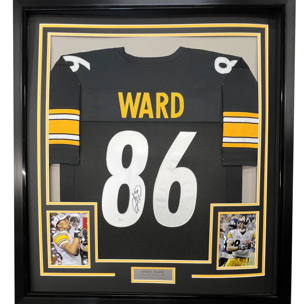Framed Jerome Bettis signed Steelers jersey in a museum quality display