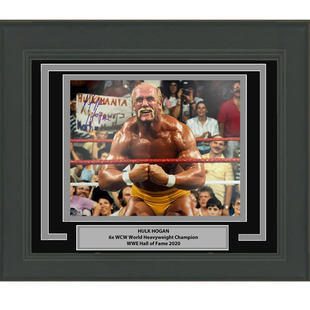 Framed signed Hulk Hogan 16x20 wrestling photo with Beckett BAS COA