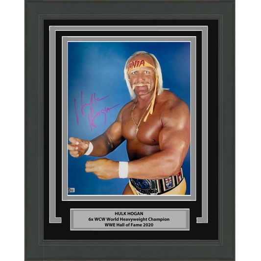 Framed Autographed Hulk Hogan 16x20 WWE WWF Hulkamania Wrestling Photo Beckett BAS COA 8 | Hall of Fame Sports Memorabilia | vintageantiquesgifts.com