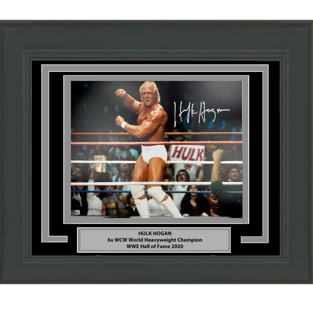 Framed Autographed Hulk Hogan 16x20 WWE WWF Hulkamania Wrestling Photo Beckett BAS COA 9 | Hall of Fame Sports Memorabilia | vintageantiquesgifts.com