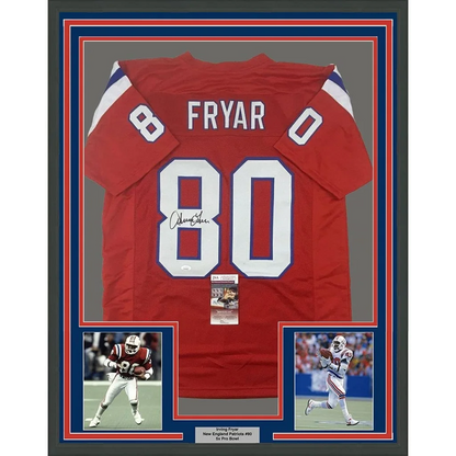 Professionally framed Irving Fryar Patriots jersey perfect for man cave display