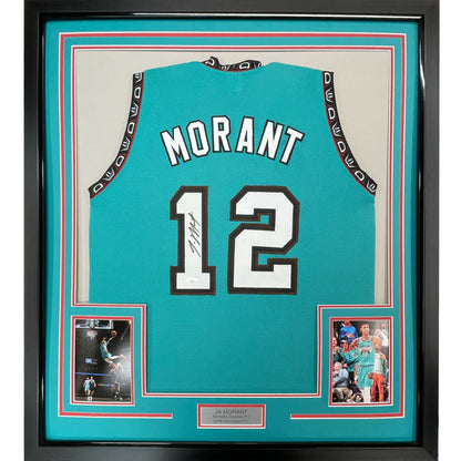 Framed Autographed Ja Morant 35x39 Memphis Teal Basketball Jersey JSA COA | Hall of Fame Sports Memorabilia | vintageantiquesgifts.com