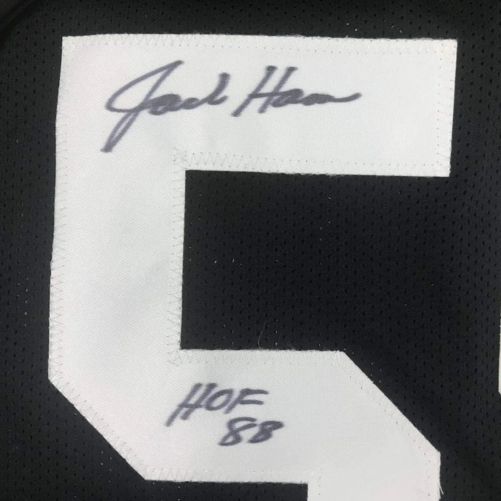 Black Steelers jersey with white number 5 signed by Jack Ham HOF 88