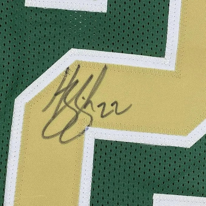 Framed autographed JaDarian Price Notre Dame green jersey with JSA COA