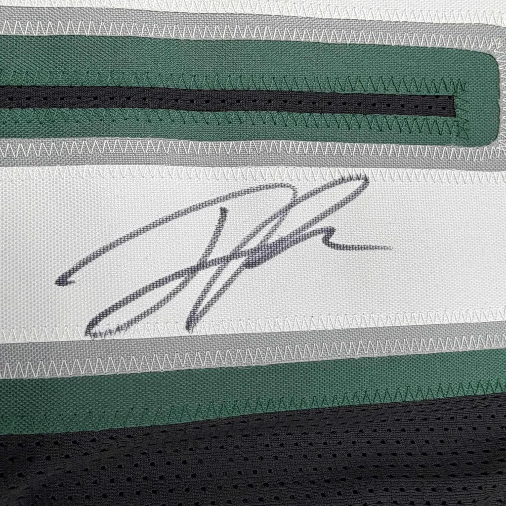 Framed Autographed Jaelan Phillips 35x39 Philadelphia Black Football Jersey PSA/DNA COA | Certified Authentic Signed Memorabilia | vintageantiquesgifts.com