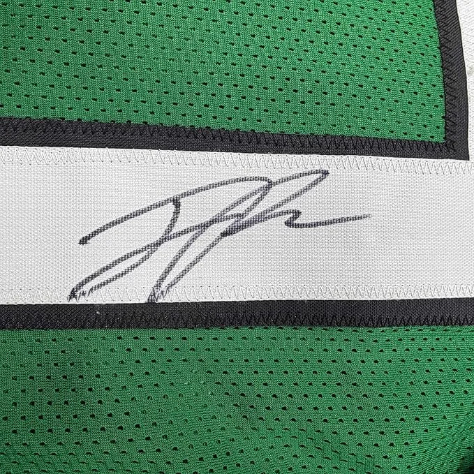 Framed autographed Jaelan Phillips green mesh football jersey with signature
