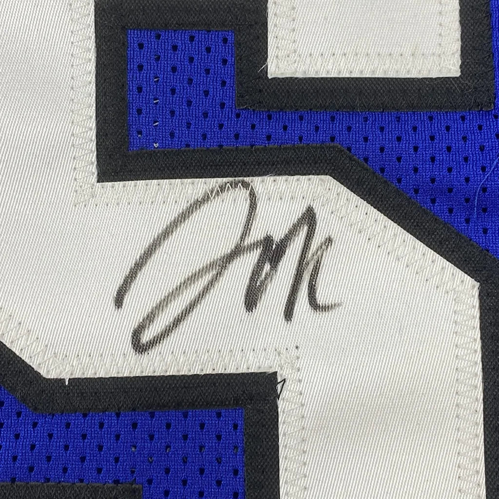 Framed autographed Jahlil Okafor Duke Blue jersey with JSA COA