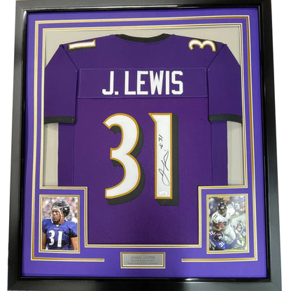 Jamal Lewis professionally framed Ravens jersey with autograph and player photos