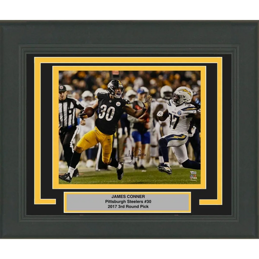 Framed Autographed James Conner Pittsburgh Steelers 16x20 Football Photo Fanatics COA | Hall of Fame Sports Memorabilia | vintageantiquesgifts.com