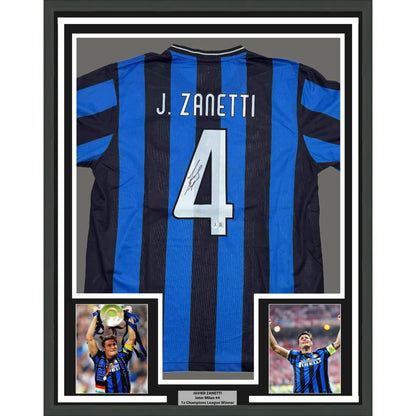 Framed autographed Javier Zanetti Inter Milan jersey with J name