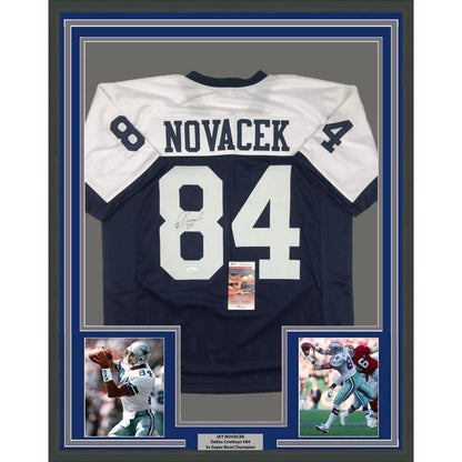Framed Michael Irvin signed Dallas Cowboys jersey with photos and plaque for display