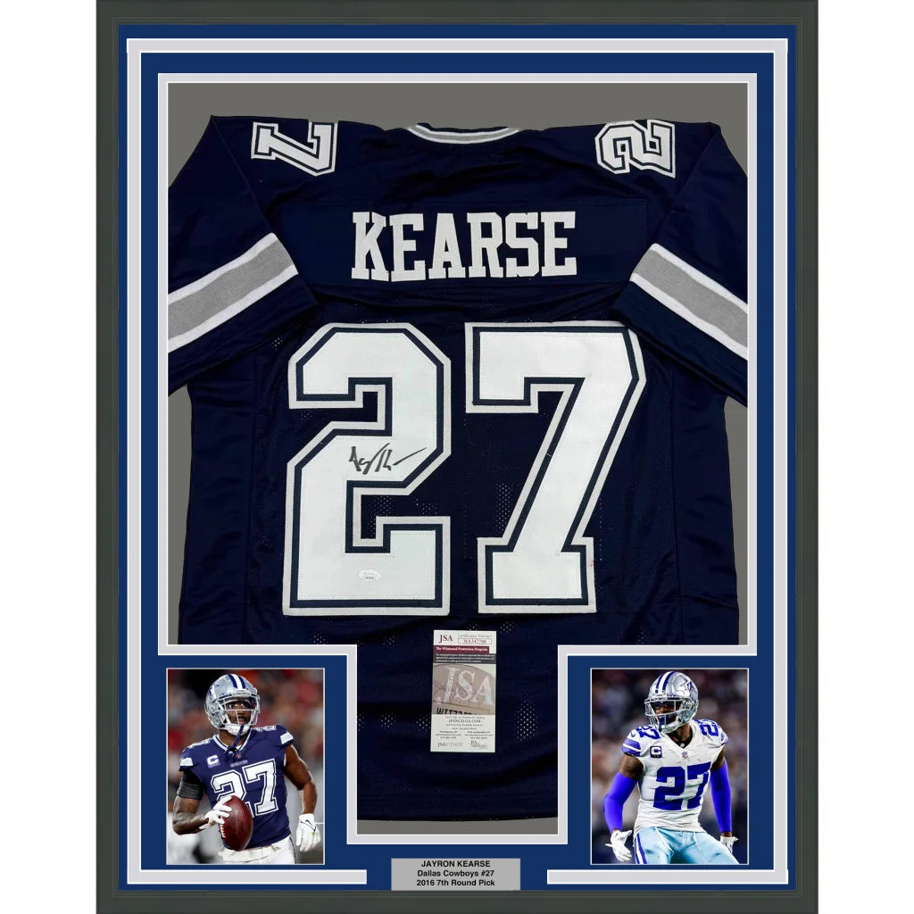 Autographed Dallas Cowboys Kearse jersey with photos and certification for fans