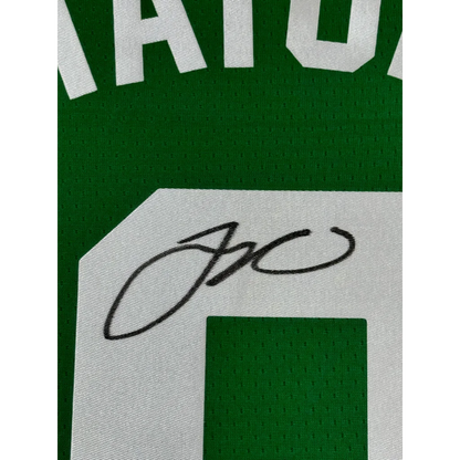 Framed Autographed Jayson Tatum 35x39 Boston Celtics Green Basketball Jersey Fanatics COA | Certified Authentic Signed Memorabilia | vintageantiquesgifts.com