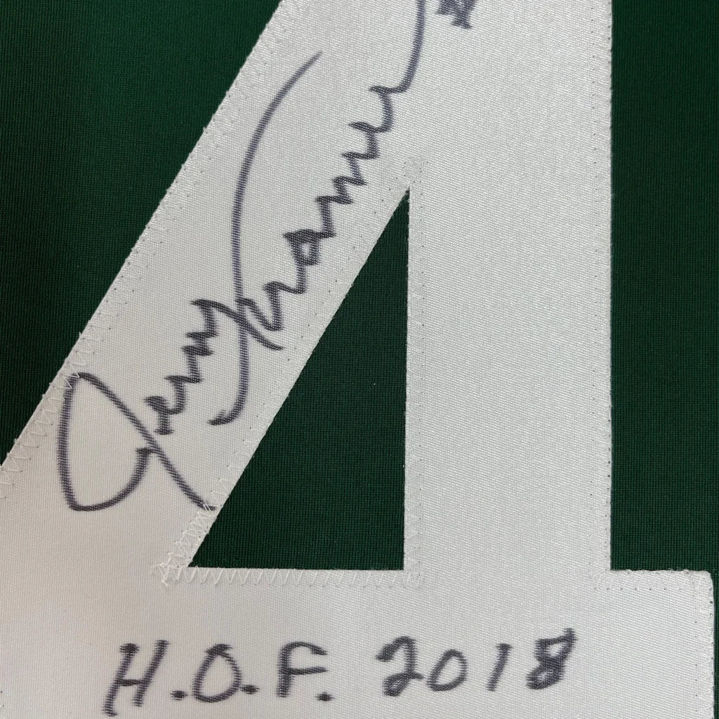 Framed Autographed Jerry Kramer HOF 2018 35x39 Green Bay Green Football Jersey JSA COA | Certified Authentic Signed Memorabilia | vintageantiquesgifts.com