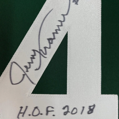Framed Autographed Jerry Kramer HOF 2018 35x39 Green Bay Green Football Jersey JSA COA | Certified Authentic Signed Memorabilia | vintageantiquesgifts.com