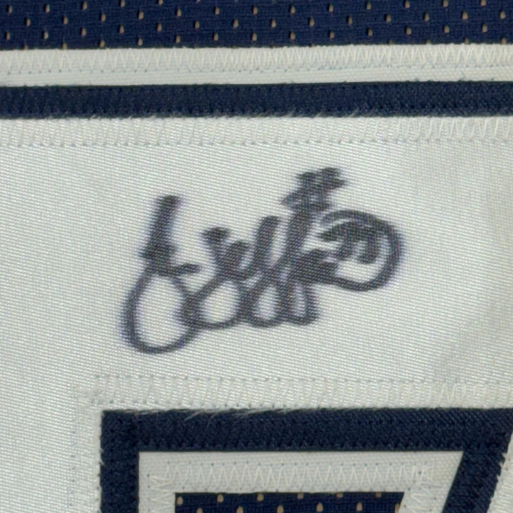 Framed Autographed Jim Jeffcoat 35x39 Dallas Cowboys Blue Football Jersey JSA COA | Certified Authentic Signed Memorabilia | vintageantiquesgifts.com
