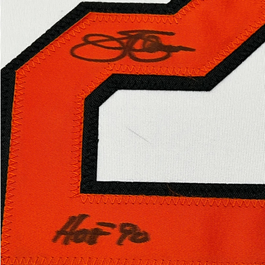 Autographed orange and black Jim Palmer jersey with signature, perfect for your man cave