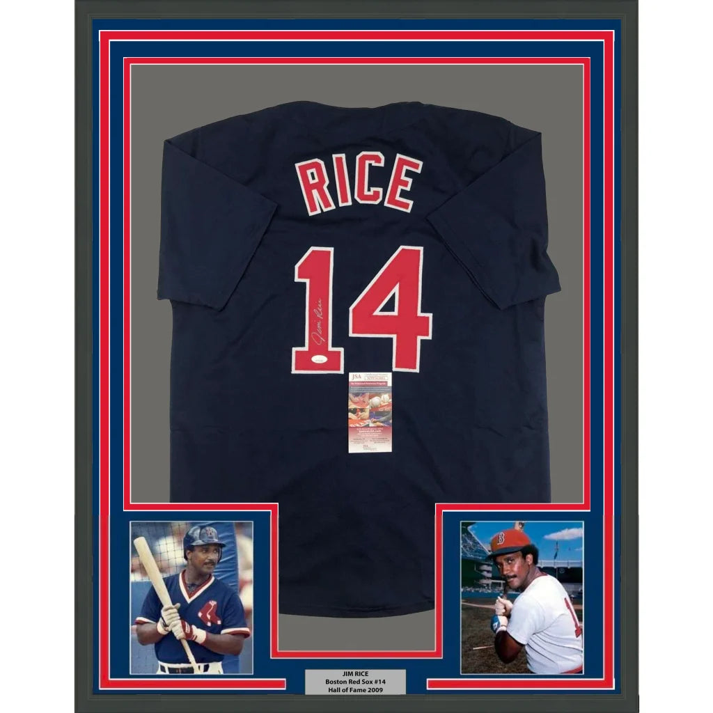 Framed Baseball Jersey with Player Photos and Signature in Legendary Display