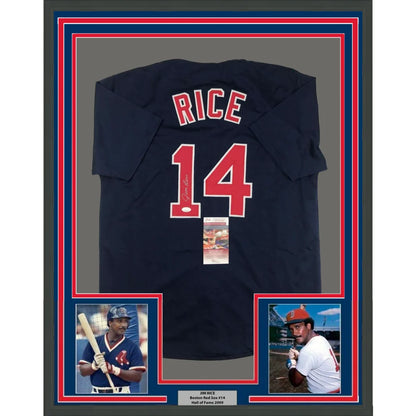 Framed Baseball Jersey with Player Photos and Signature in Legendary Display