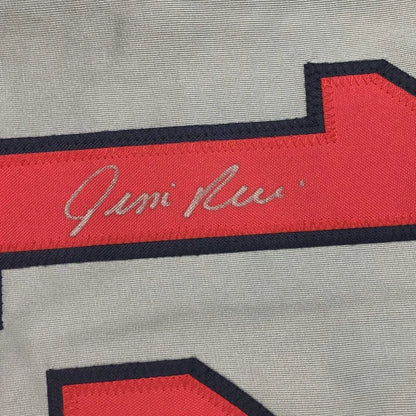 Red and black Jim Rice embroidered signature on gray Boston jersey scarf