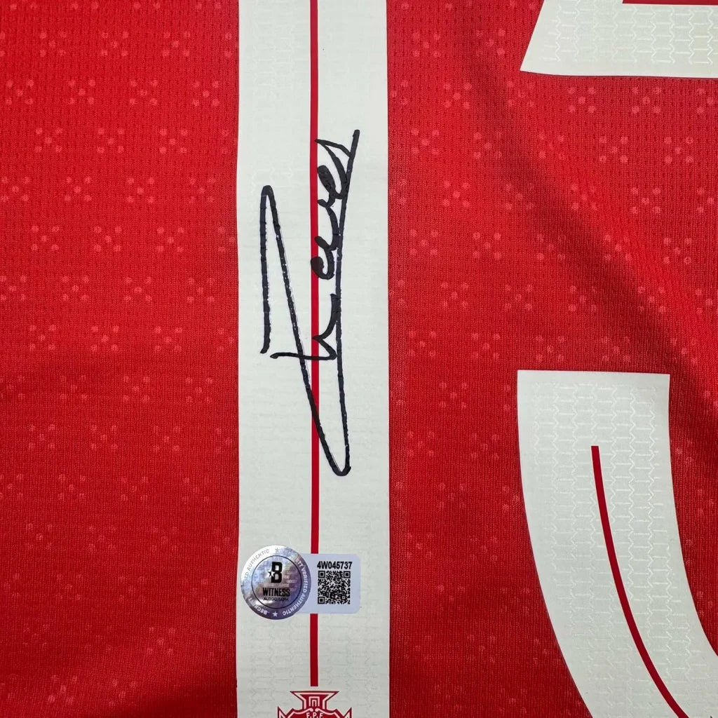 Framed Autographed Joao Neves 35x39 Portugal Soccer Team World Cup Jersey JSA COA | Certified Authentic Signed Memorabilia | vintageantiquesgifts.com
