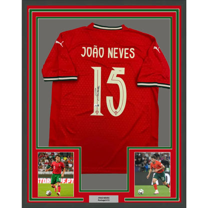 Framed Autographed Joao Neves 35x39 Portugal Soccer Team World Cup Jersey JSA COA | Hall of Fame Sports Memorabilia | vintageantiquesgifts.com