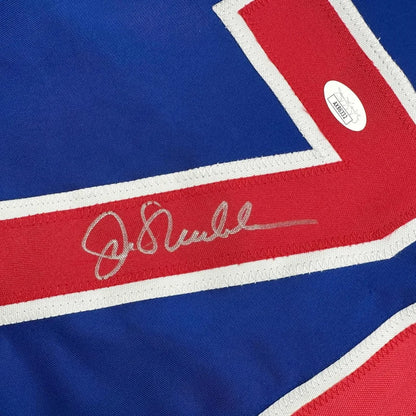 Framed Autographed Joe Maddon 35x39 Chicago Blue Baseball Jersey JSA COA | Certified Authentic Signed Memorabilia | vintageantiquesgifts.com