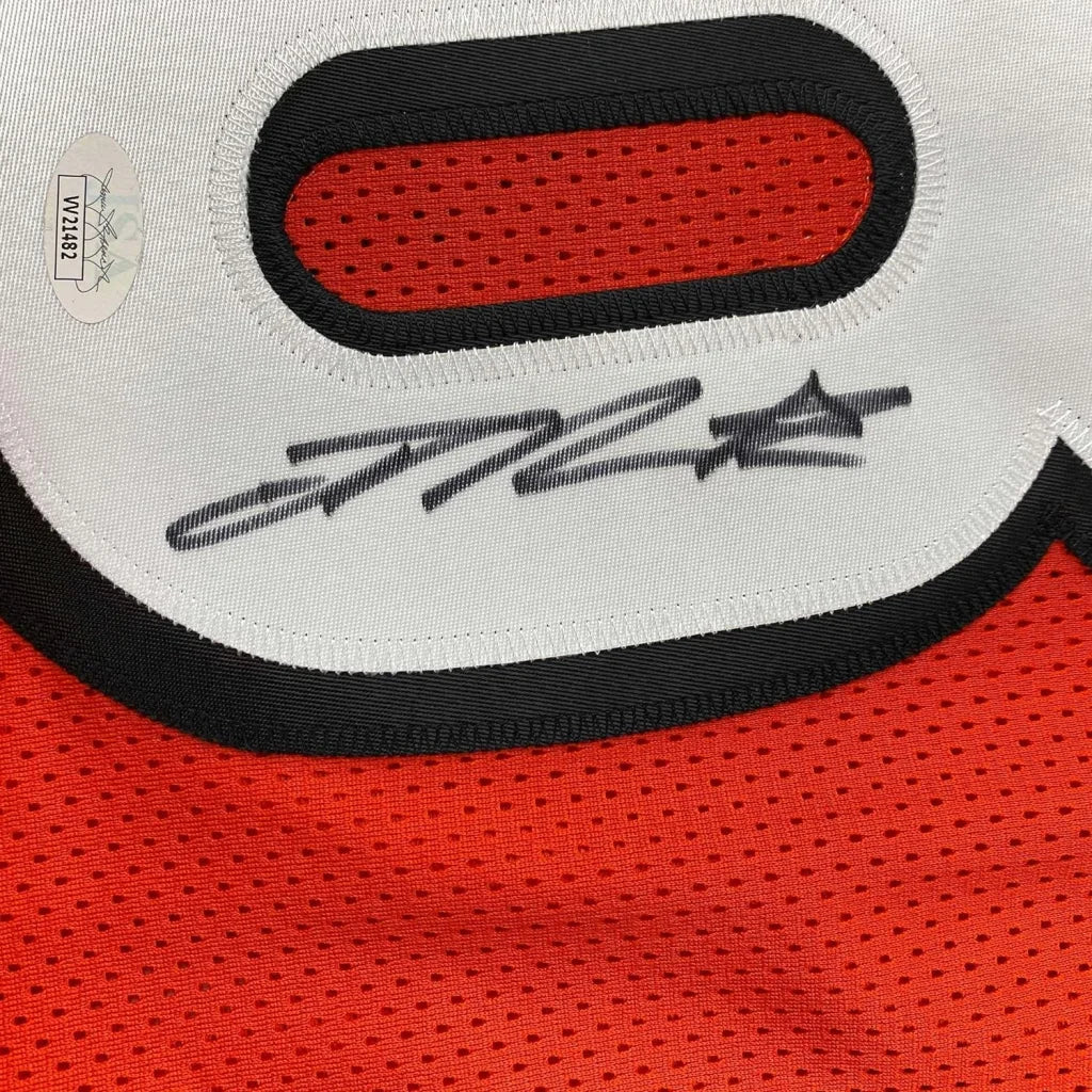 Framed autographed Joe Mixon Cincinnati orange football jersey with JSA COA