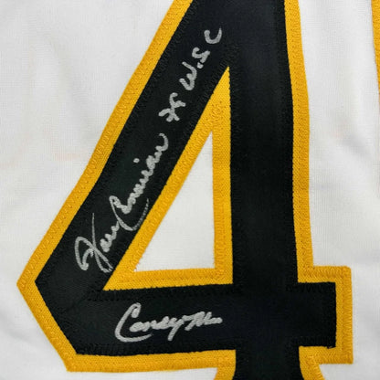 Framed Autographed John Candelaria 35x39 Pittsburgh White Baseball Jersey JSA COA | Certified Authentic Signed Memorabilia | vintageantiquesgifts.com