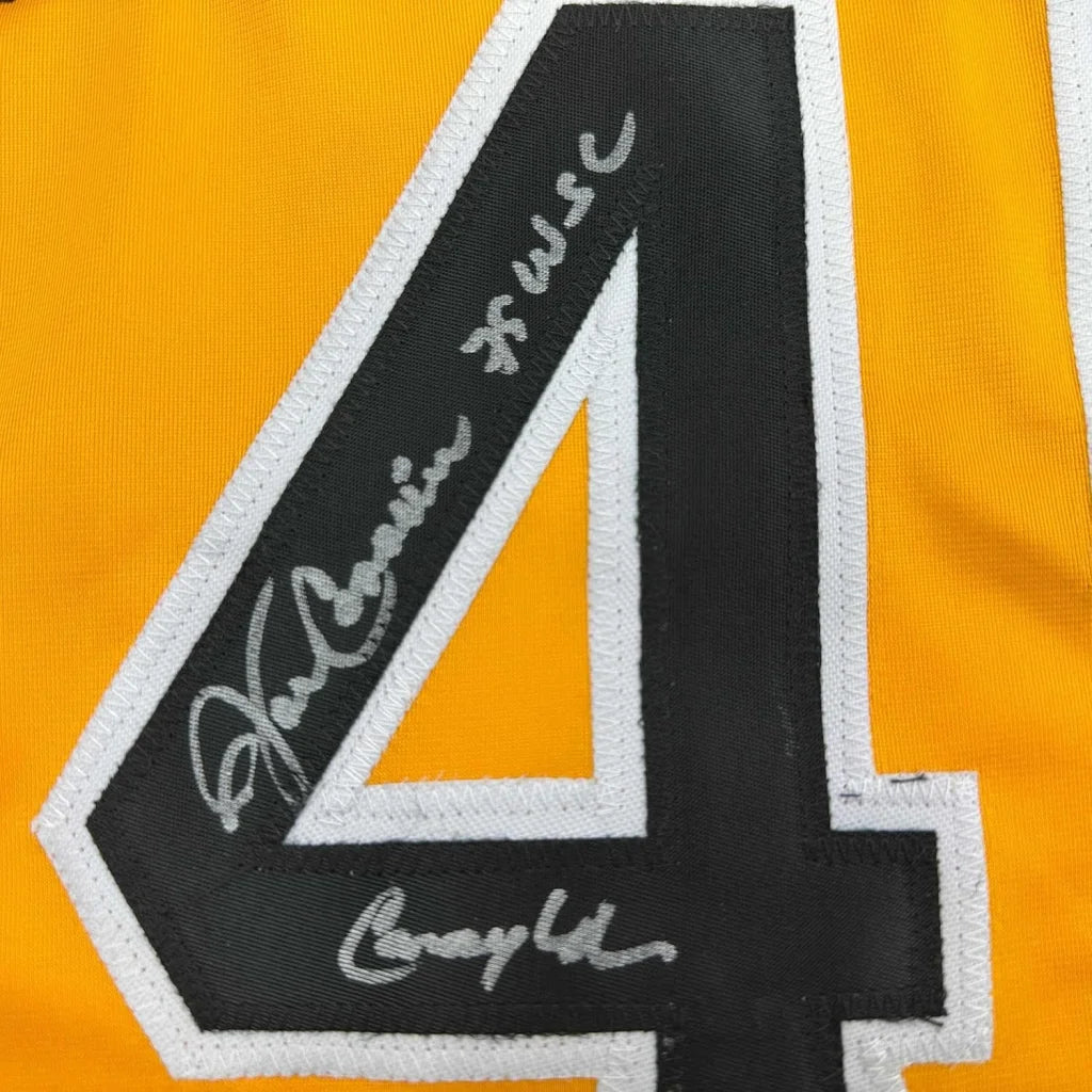 Framed Autographed John Candelaria 35x39 Pittsburgh Yellow Baseball Jersey JSA COA | Certified Authentic Signed Memorabilia | vintageantiquesgifts.com