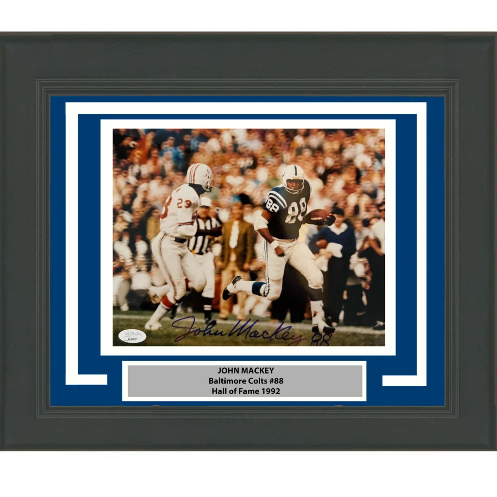 Framed Autographed John Mackey Indianapolis Colts 8x10 Football Photo JSA COA | Hall of Fame Sports Memorabilia | vintageantiquesgifts.com