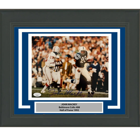 Framed Autographed John Mackey Indianapolis Colts 8x10 Football Photo JSA COA | Hall of Fame Sports Memorabilia | vintageantiquesgifts.com