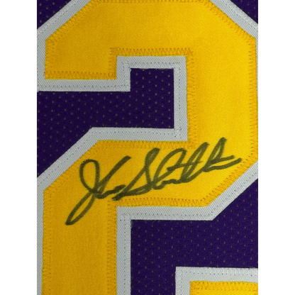 Framed Autographed John Stockton 35x39 Utah Purple Basketball Jersey Beckett BAS COA | Certified Authentic Signed Memorabilia | vintageantiquesgifts.com