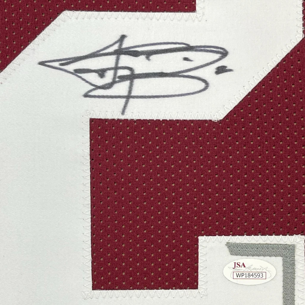 Framed autographed Johnny Manziel Texas A&M maroon jersey with signature