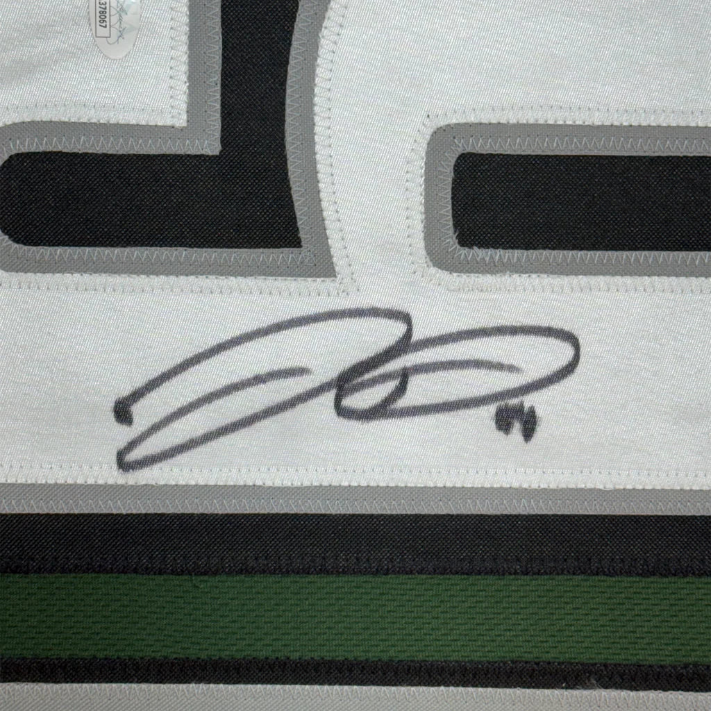Jordan Davis signed white green jersey framed man cave JSA COA display